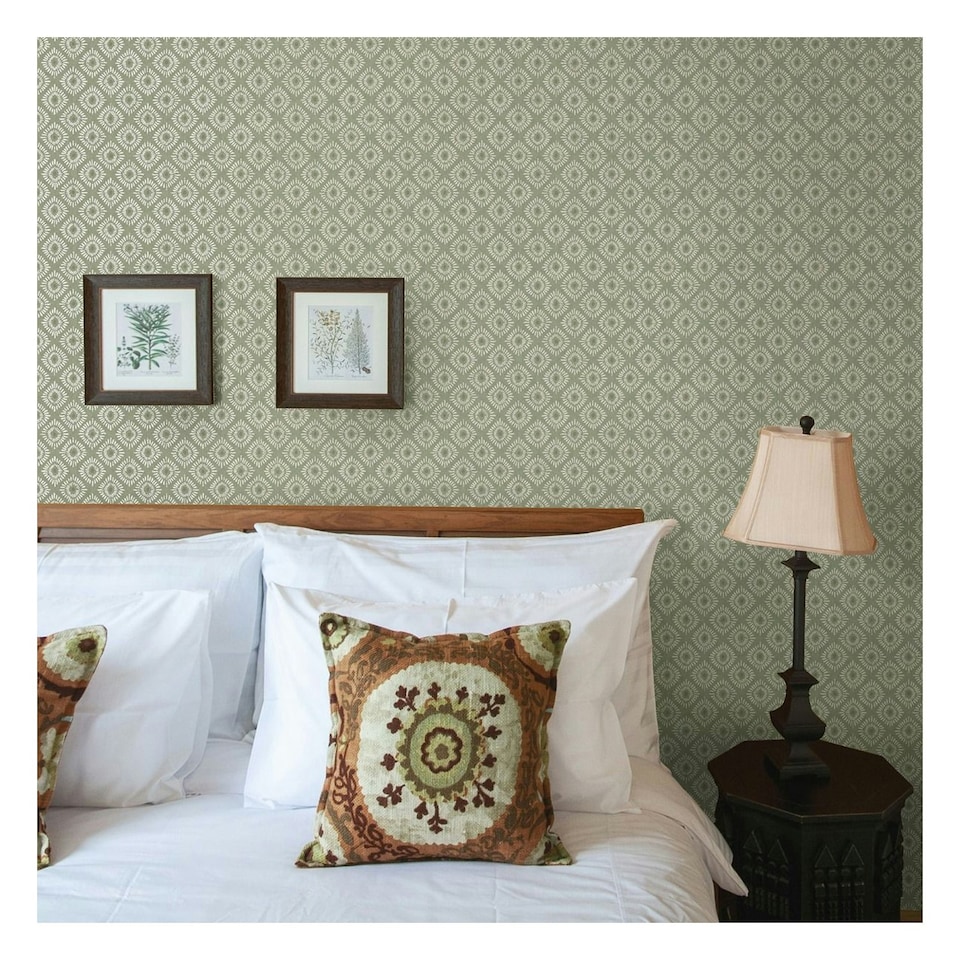 image 1 of Holden Décor Eastern Horizons Indian Sunburst Wallpaper - Sage Green - 10.05m x 0.52m Green