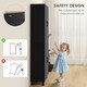 image 5 of HOMCOM Modern Kitchen Cupboard Storage Cabinet with 4 Shelves, Black Black | Natural wood top