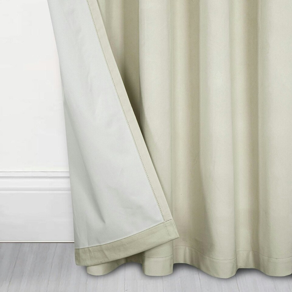 image 1 of Homescapes Thermal 100% Blackout Cream Velvet Curtains - 46 x 54" Cream