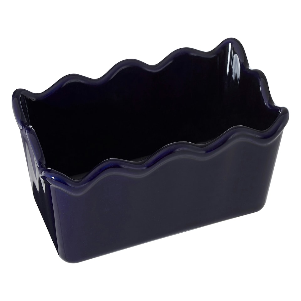 image 1 of Interiors by Premier Functional Design Rectangular Loaf Dish, Durable Stoneware Bakeware For Bread & Meatloaf, Blue And Cream Blue