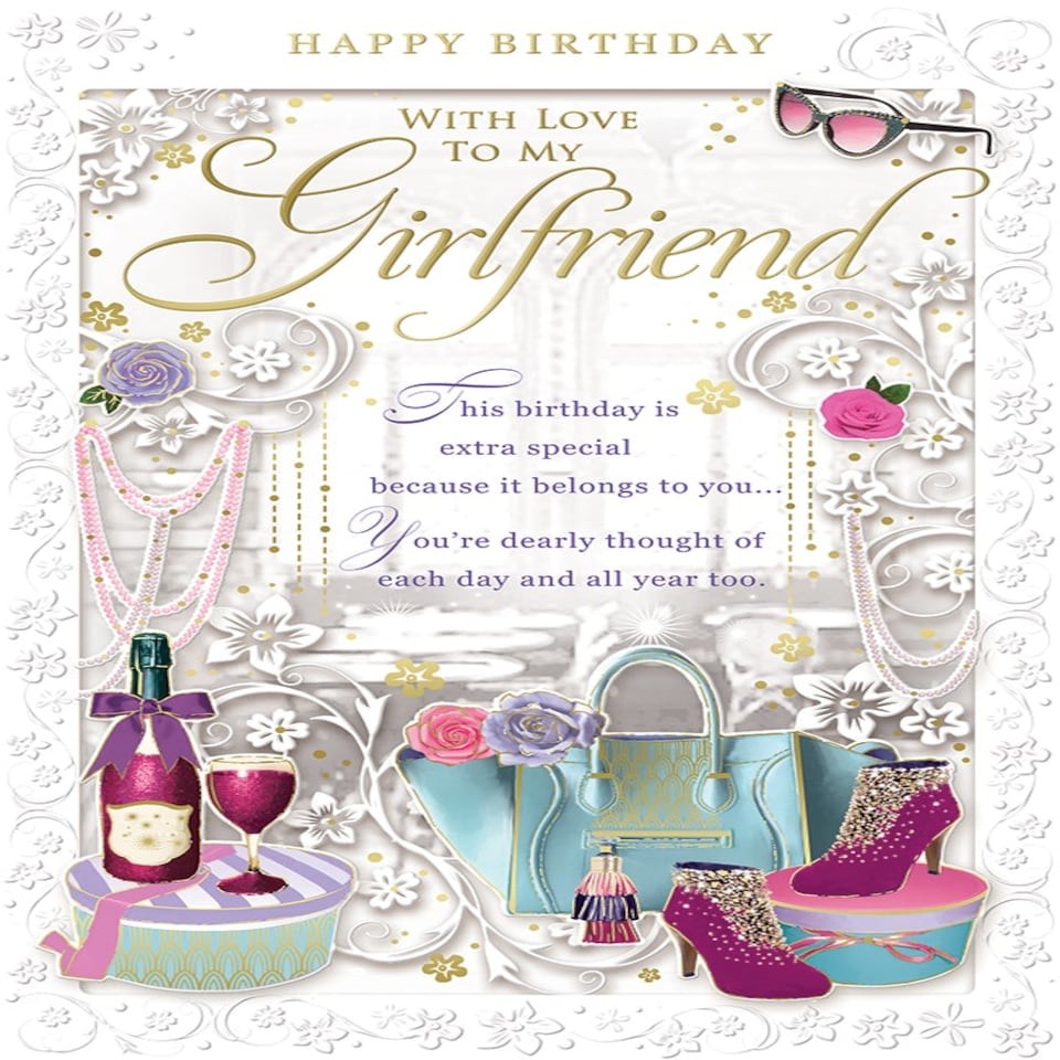 image 1 of With Love To My Girlfriend Birthday Opacity Card