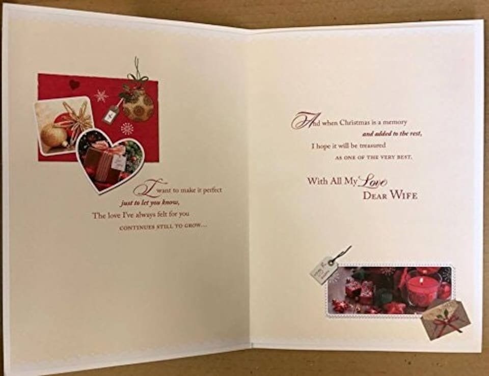 image 1 of Nice Verse Gold Foil Quality Christmas Greeting Card - DEAR WIFE