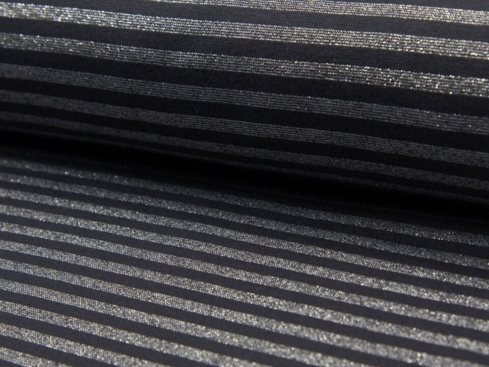 Black Lurex Tubular Rib Stretch Knit Fabric for Dressmaking, 65cm / 25" Wide - per metre