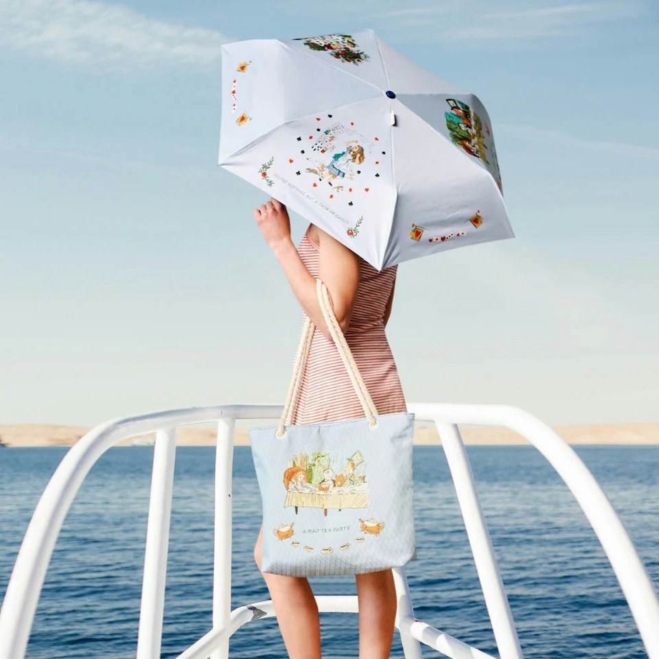 image 1 of Signare Beach Bag - Alice in Wonderland Tea Party Blue