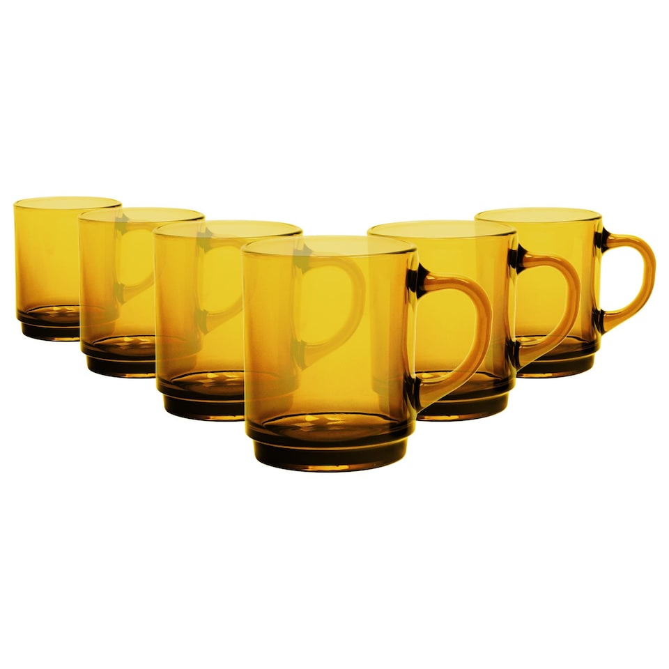 image 1 of Duralex Versailles Glass Coffee Mugs - 260ml - Amber - Pack of 6 | Yellow | Amber
