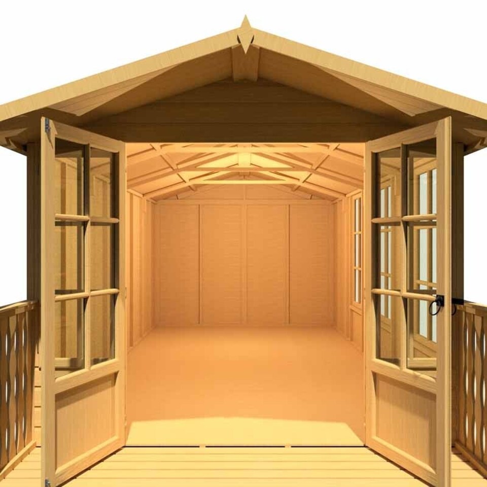 image 1 of Delmora 8 x 18 Shiplap Summerhouse with Veranda - Wood - L5380 x W2456 x H2174 mm Brown