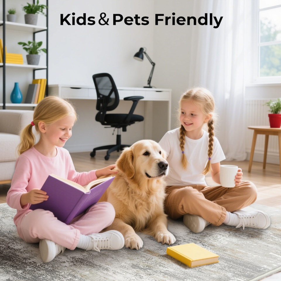 image 1 of Marlow Large Area Rug Washable Living Room Hallway Runner | Grey | 160x230cm