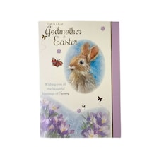 For A Dear Godmother Cute Rabbit Floral Design Easter Card