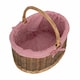 image 4 of Large Lined Country Oval Wicker Shopping Basket Blue | Blue | L