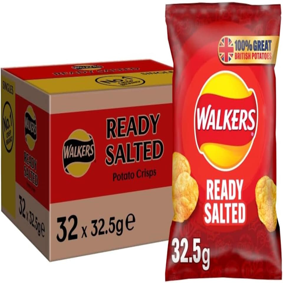 image 1 of Walkers Ready Salted Crisps 32.5g (Case of 32)