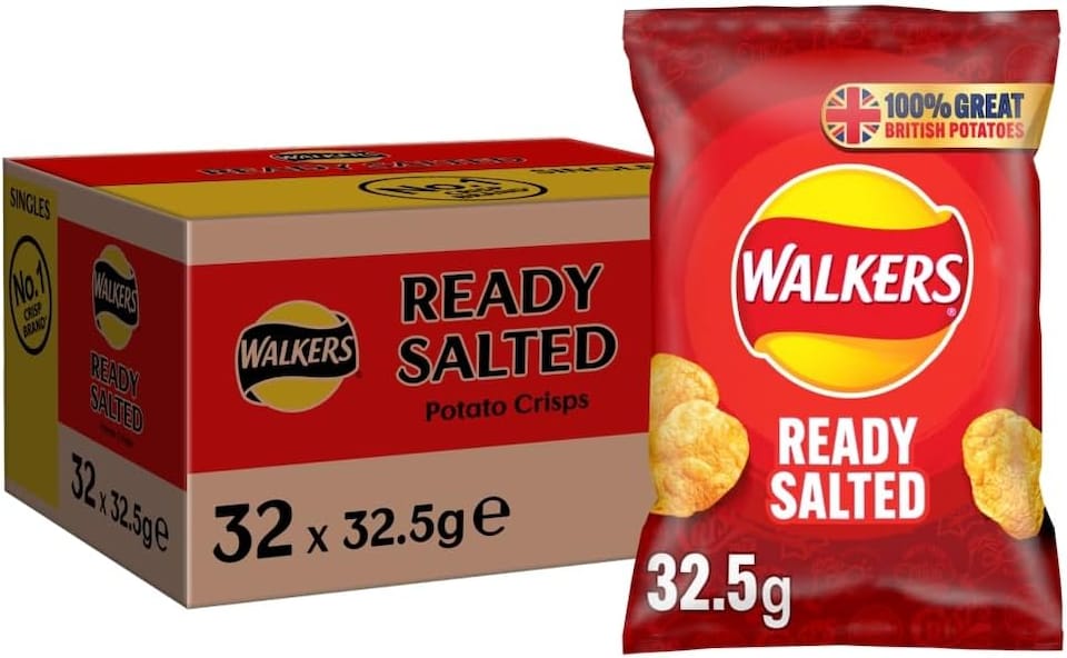 image 1 of Walkers Ready Salted Crisps 32.5g (Case of 32)