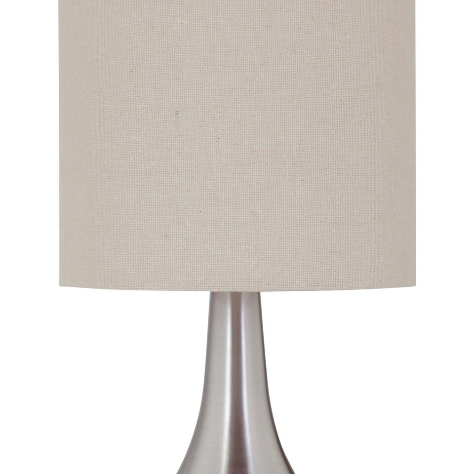 image 1 of Romana - Brushed Chrome Touch Operated Table Lamp with Natural Linen Shade Silver | Brown