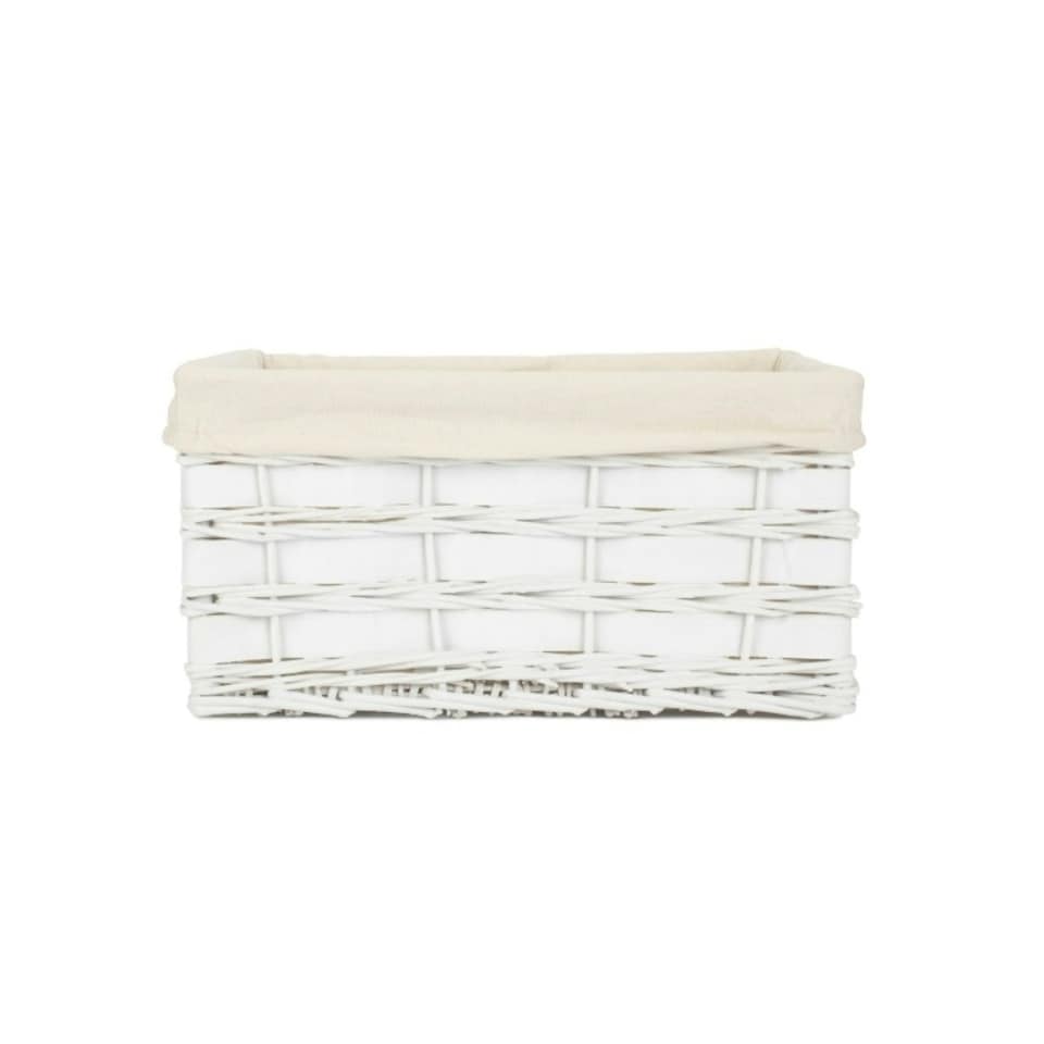 image 1 of White Scandi Storage Basket with White Lining White | White | S