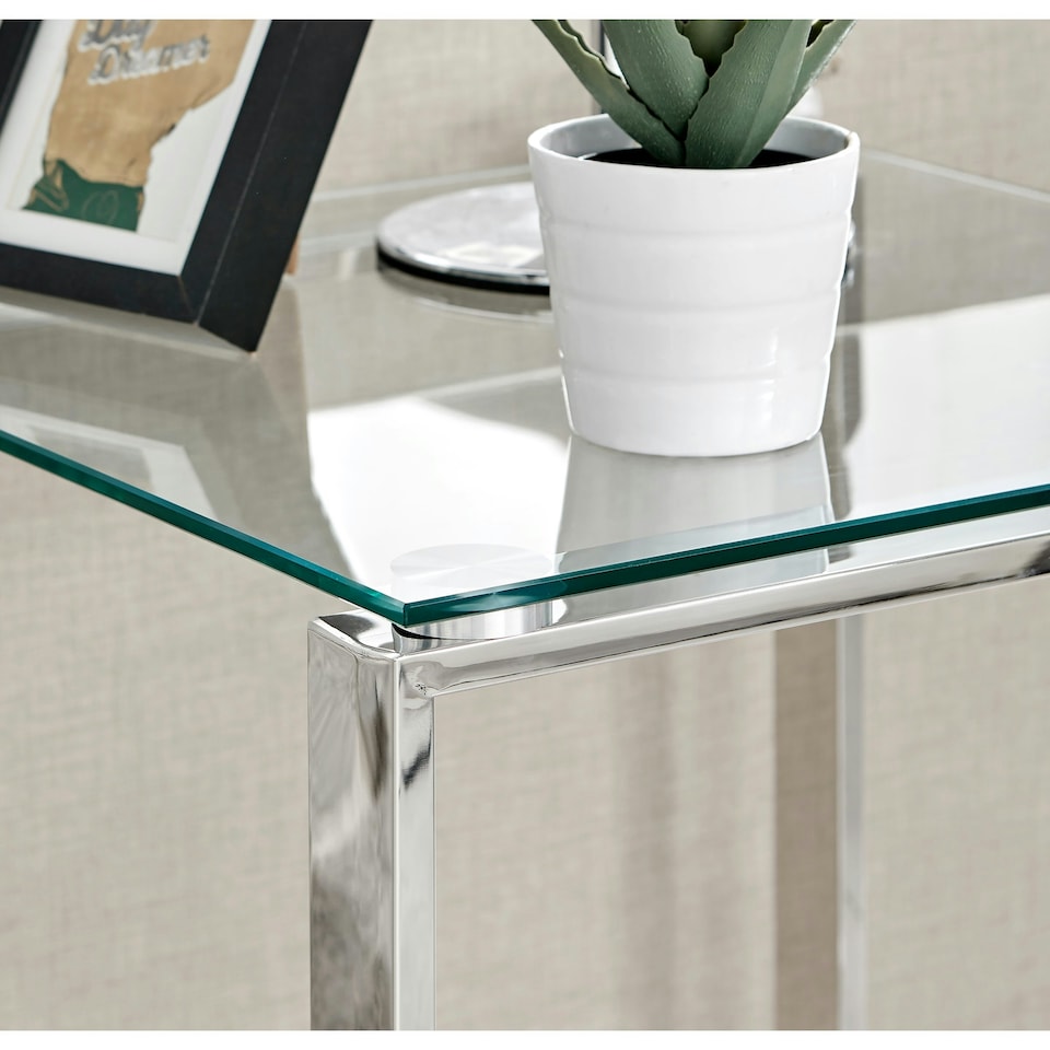 image 1 of Furniturebox Miami Modern Clear Glass And Chrome Metal Side End Table