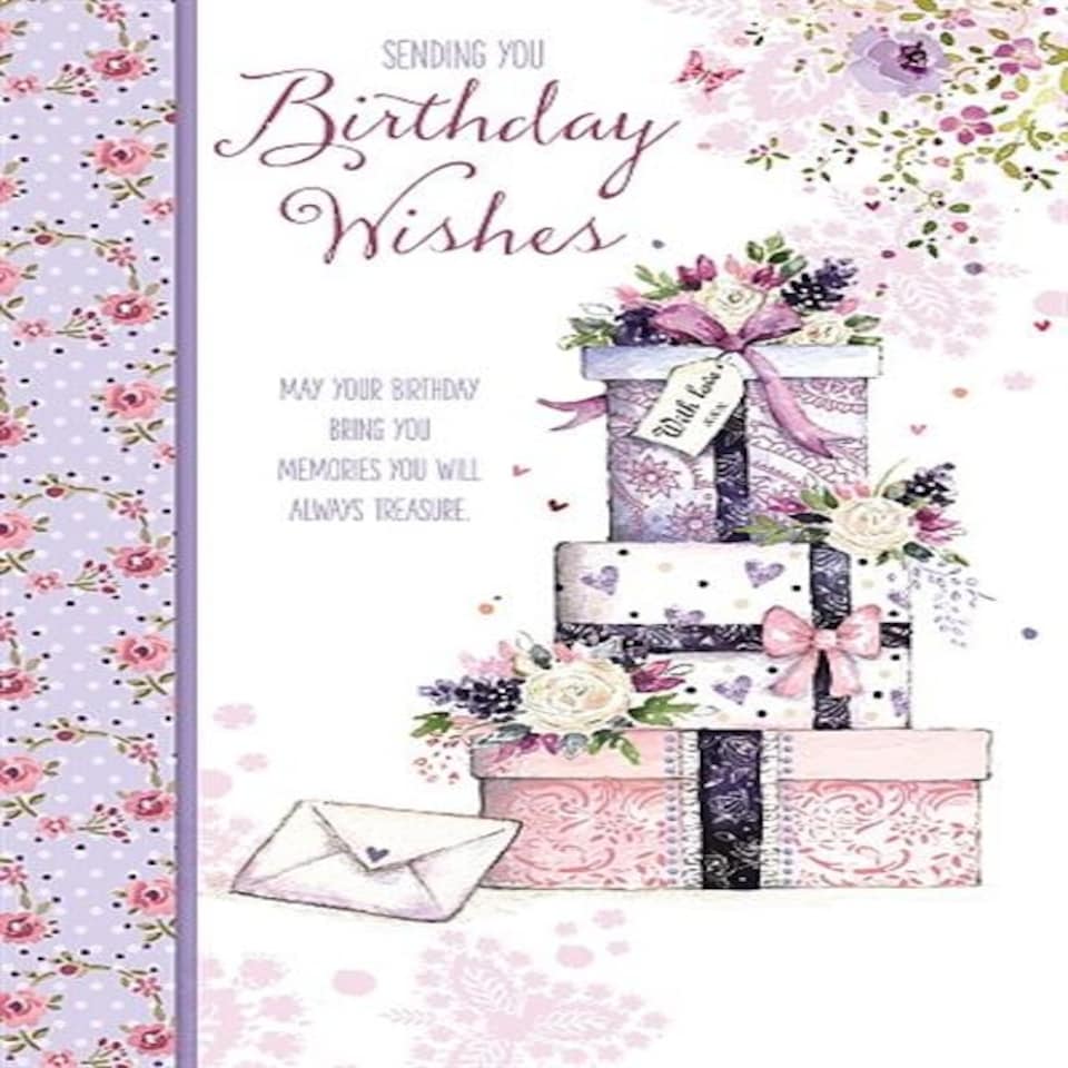 image 1 of Stack of Gifts Birthday Wishes Card
