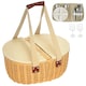 image 1 of Outsunny Wicker Picnic Basket for 2 with Pine Wood Lid, Light Brown