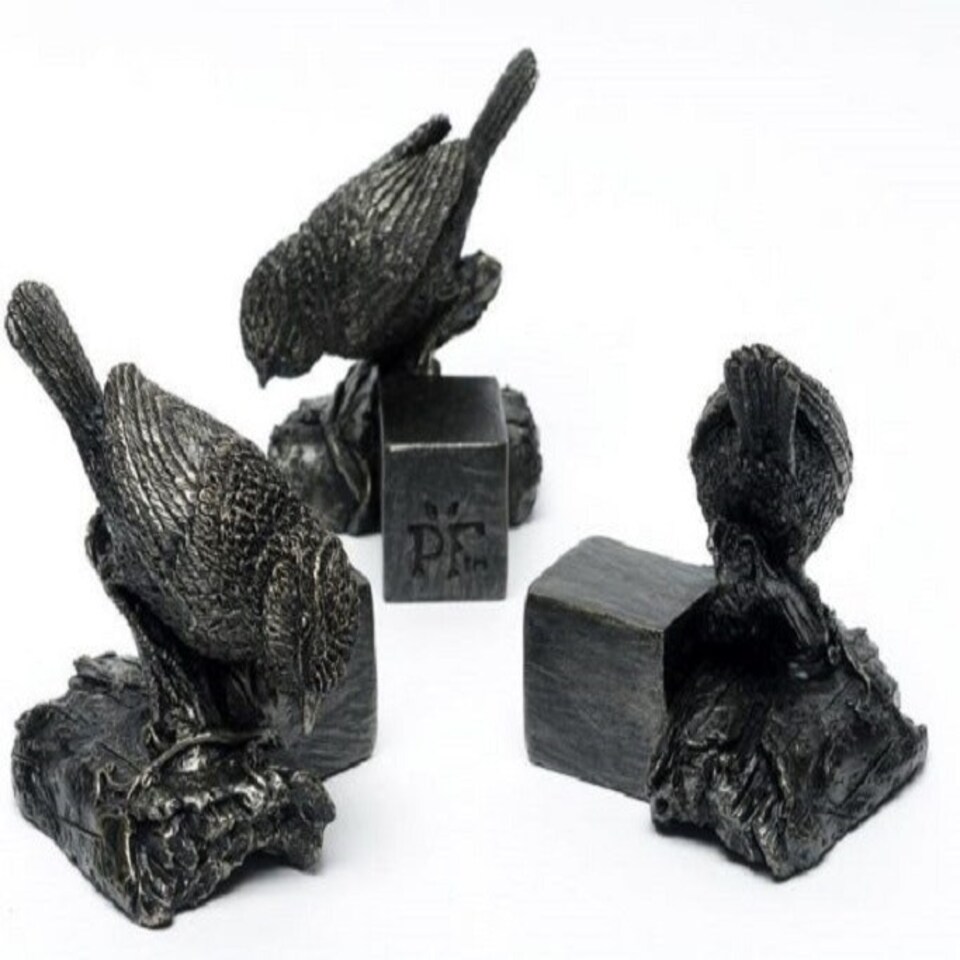 image 1 of Blue Tit On Log Plant Pot Feet - Set of 3 - L7 x W6.5 x H8 cm Brown