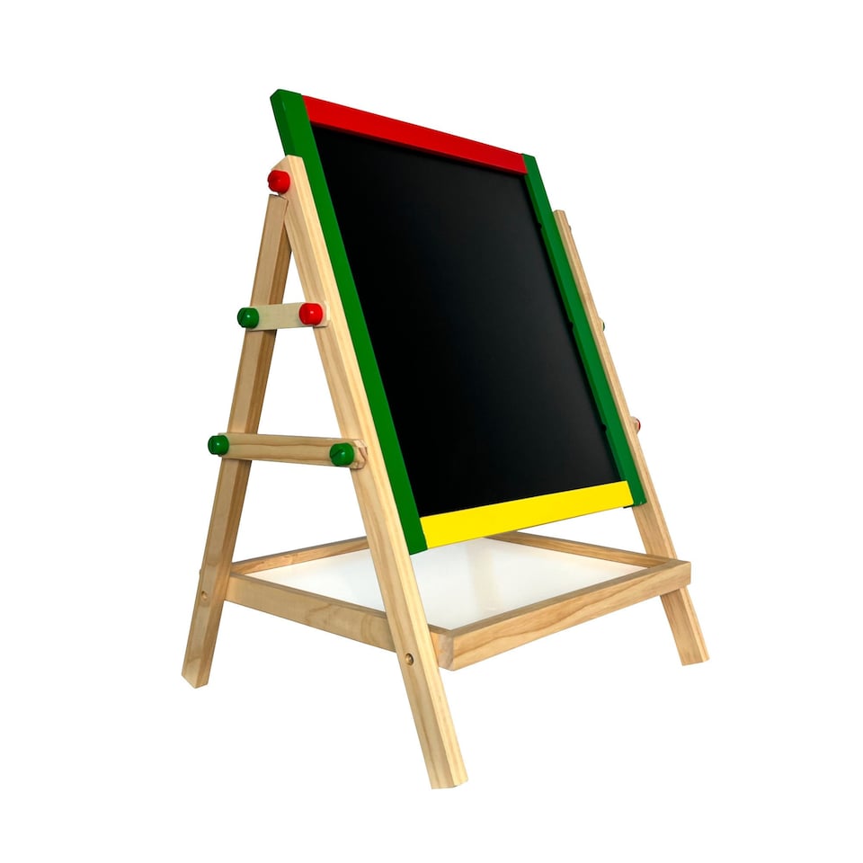 image 1 of Adjustable Children Kids 2-in-1 Wooden Easel Black White Board | Multi