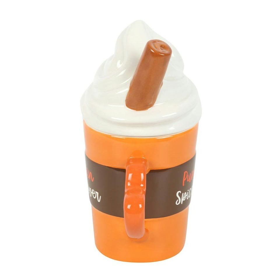 image 1 of Pumpkin Spice Latte Shaped Lidded Mug Orange