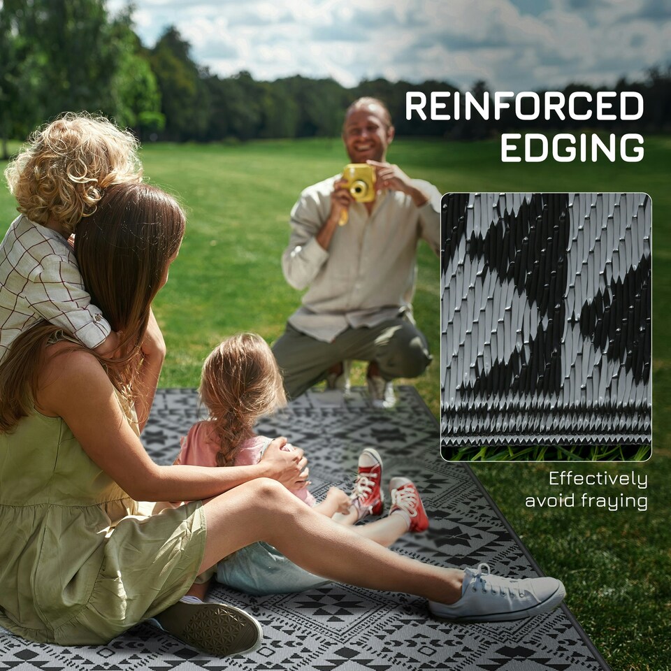 image 1 of Outsunny Reversible Waterproof Outdoor Rug W/ Carry Bag, 182 x 274cm