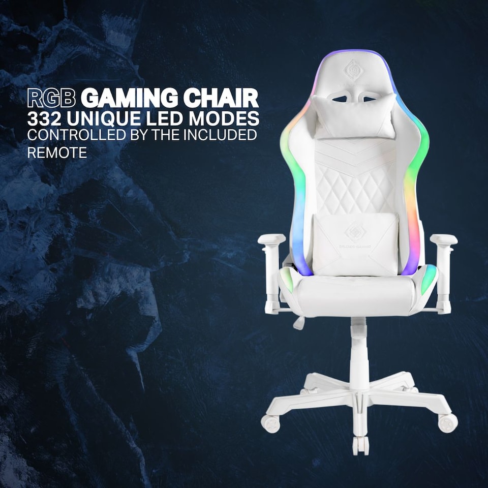 image 1 of Deltaco Gaming DC410 RGB Gaming Chair with RGB Lighting - White