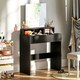 image 6 of HOMCOM Dressing Table with Mirror, Drawers, for Bedroom, Black Black