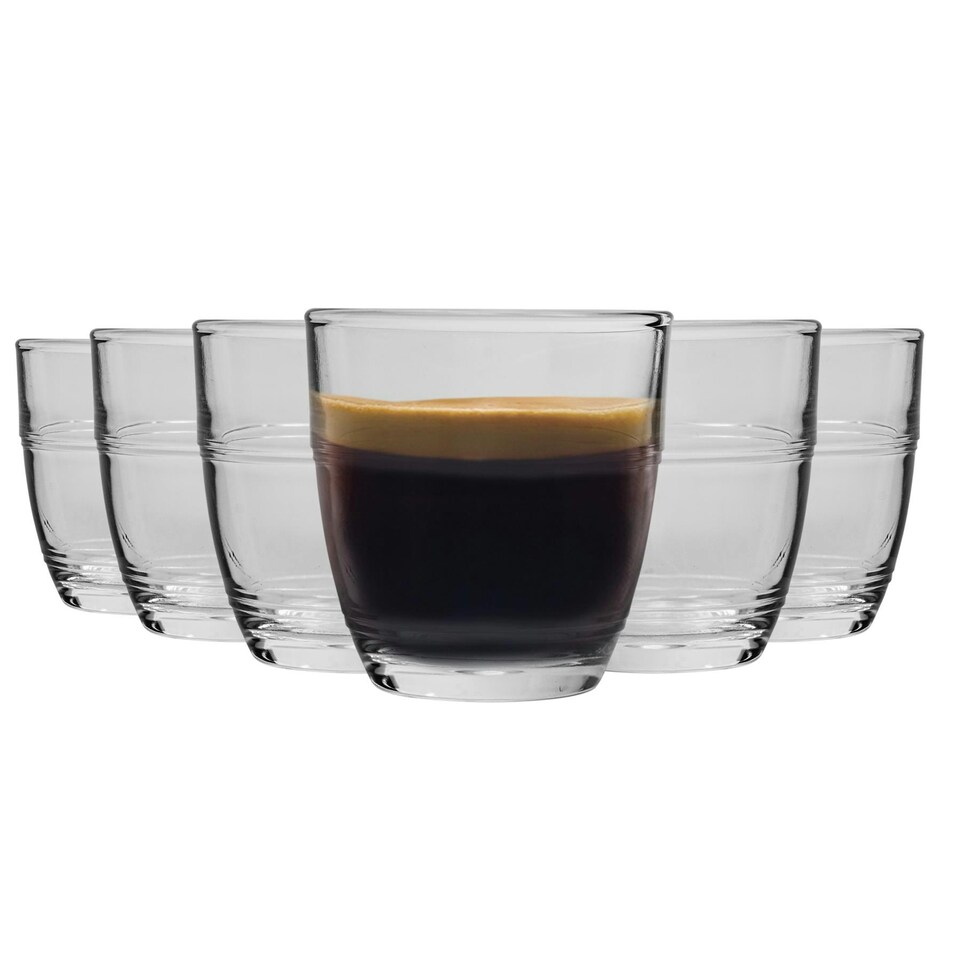 image 1 of Duralex Gigogne Shot Glass Espresso Cups - 90ml Drinking Glasses - Pack of 6 Clear