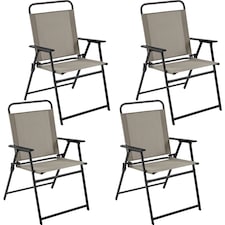 Yaheetech Set of 4 Outdoor Texteline Foldable Dining Chairs-Brown | Brown | Brown | One Size