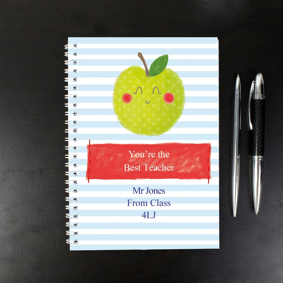 image 1 of Personalised Apple for the Teacher A5 Notebook