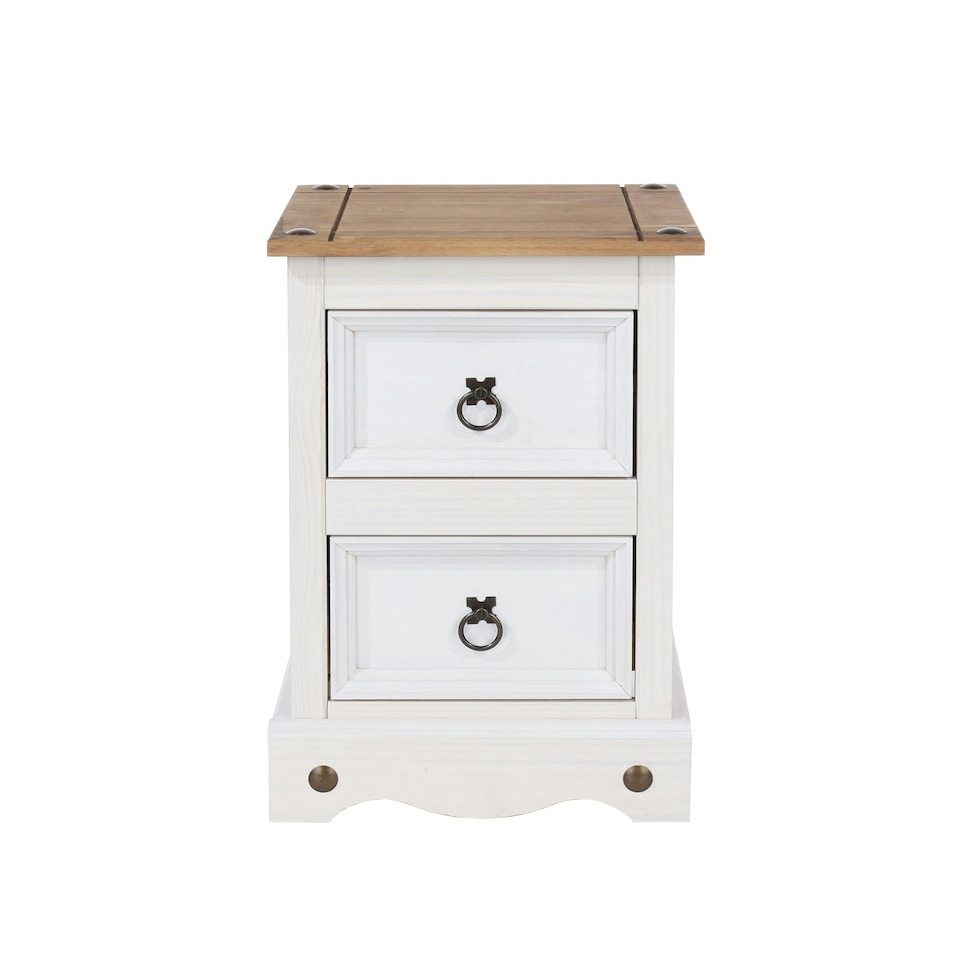 image 1 of Corona White, 2 Drawer Petite Bedside Cabinet White | antique waxed pine