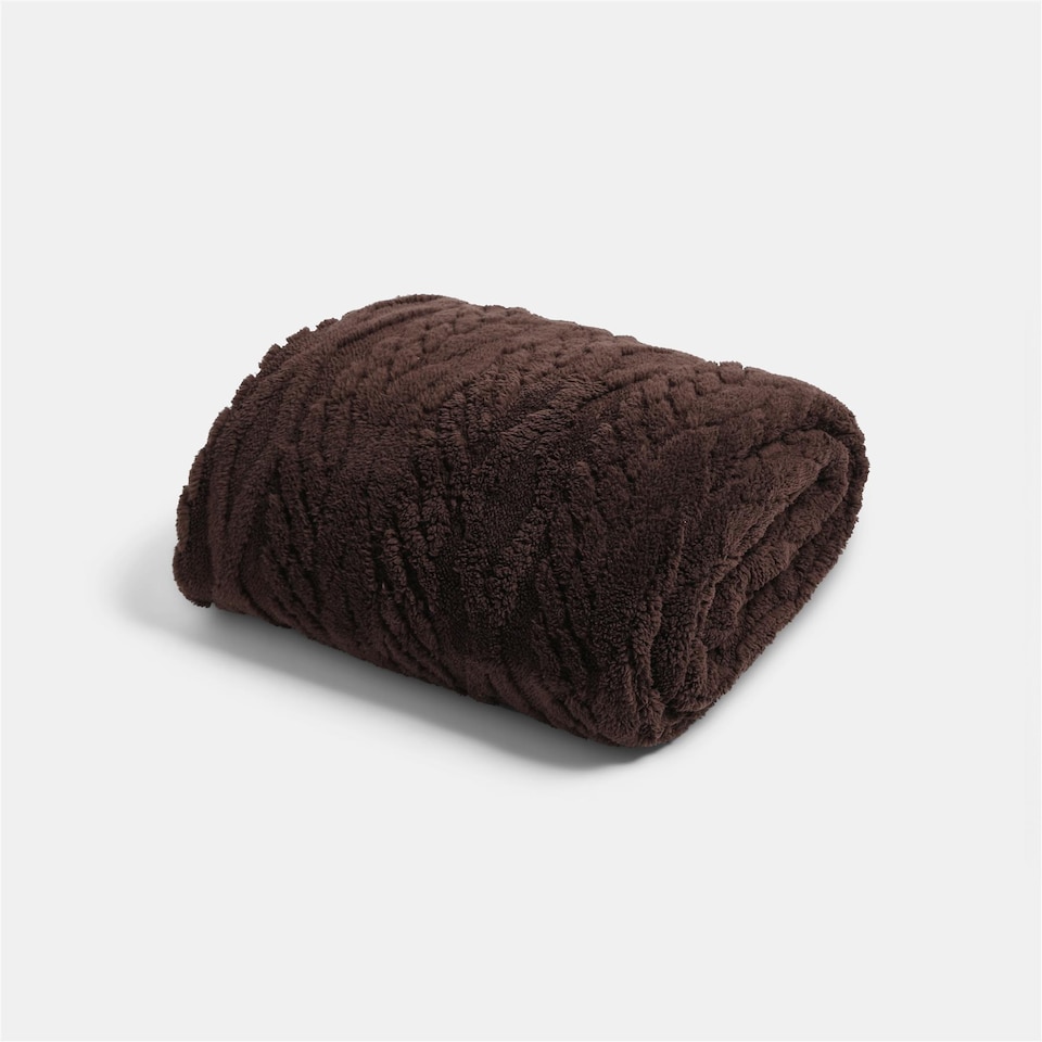image 1 of OHS Cable Knit Sherpa Throw Soft Fleece Lined Sofa Bed Blanket