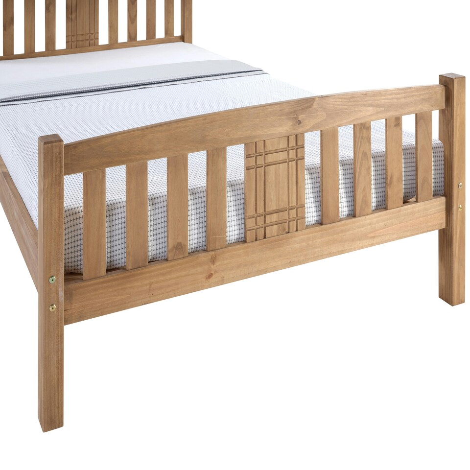 image 1 of 4ft6 Double Antique honey pine,wood,wooden,solid slatts,bed frame.