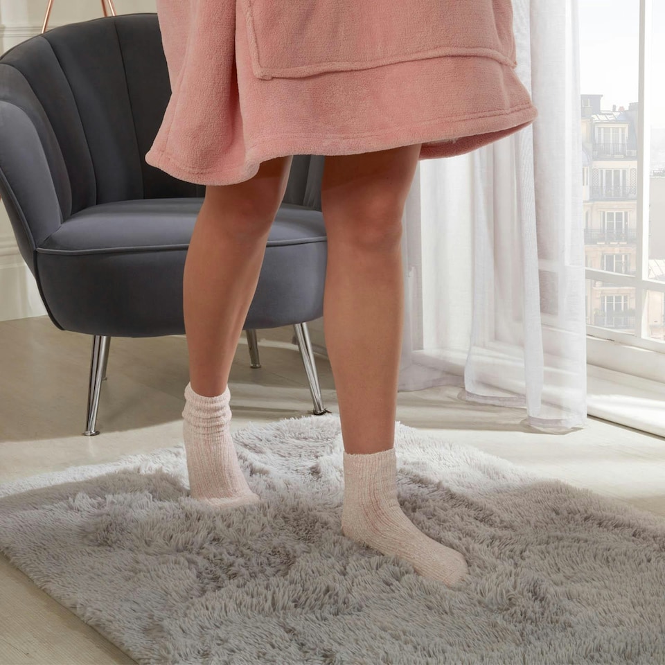 image 1 of OHS Fluffy Rug Anti-Slip Plain Shaggy Floor Mat, 120x170cm - Silver