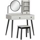image 1 of HOMCOM Dressing Table Set with 3 Drawers, Storage shelves and Stool, Grey