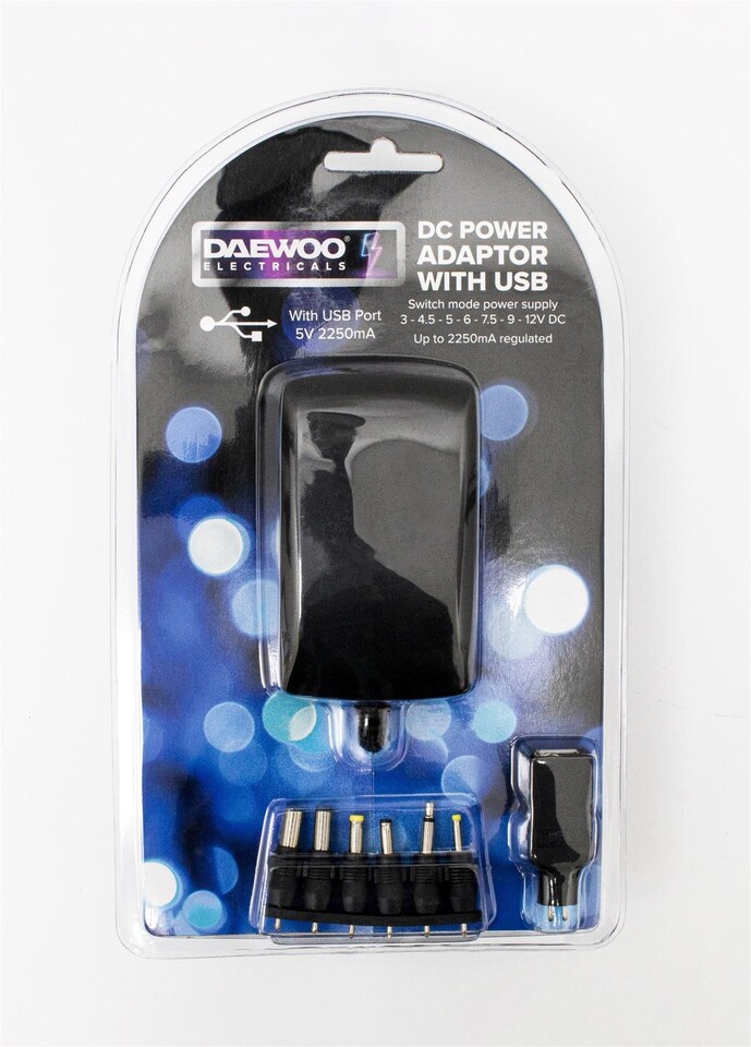 image 1 of Daewoo 2250mA AC DC Adaptor With USB | Black