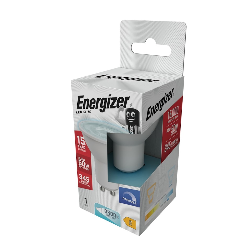 image 1 of Energizer LED GU10 345lm 3.6W 6500K (Daylight) Dimmable Light Bulb - Pack of 6