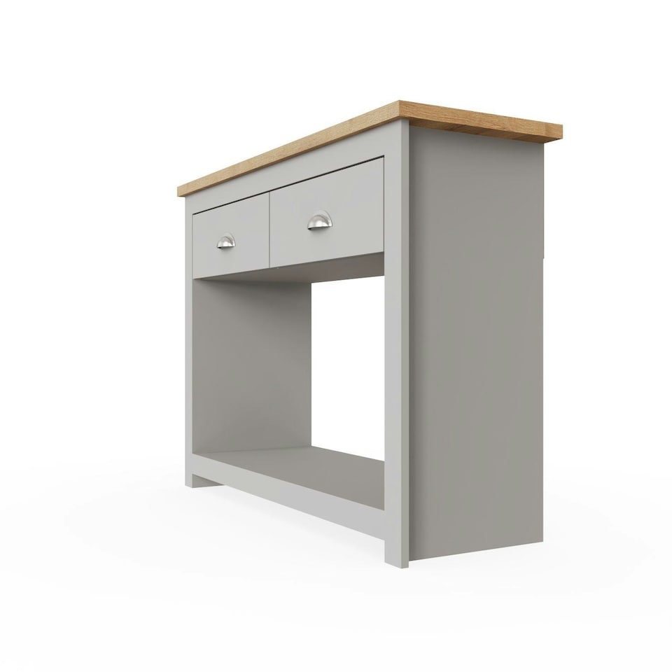 image 1 of Lisbon 2 Drawer Console Table Grey & Oak