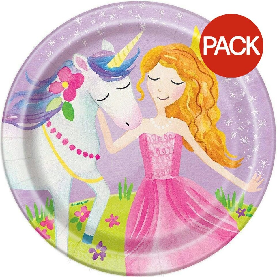 Unique Party Fairy Princess Dessert Plate (Pack of 8) - Multicoloured - One Size