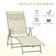 image 3 of Outsunny Steel Fabric Sun Lounger Outdoor Folding Chaise Lounge Chair Recliner with Portable Design & 7 Adjustable Backrest Positions - Beige