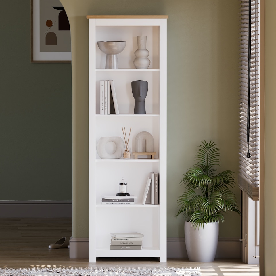 image 1 of Vida Designs Arlington 5 Tier Bookcase Shaker Style Display Storage, White & Oak