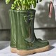 image 3 of Dark Green Wellington Boots Large Ceramic Indoor Outdoor Flower Pot Garden Planter Pot H29.5 x W24cm | Green | Dark Green