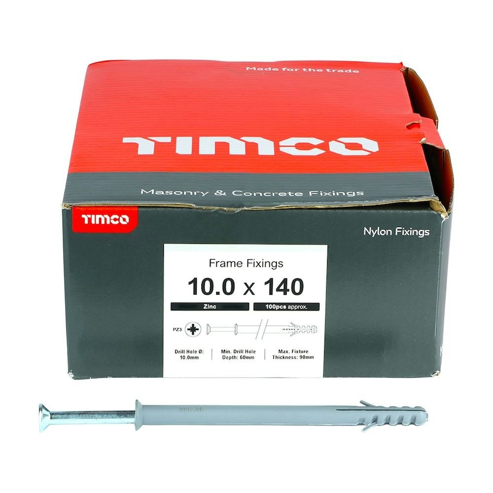image 1 of Timco - Nylon Frame Fixing - PZ - Zinc (Size 10.0 x 140 - 100 Pieces)
