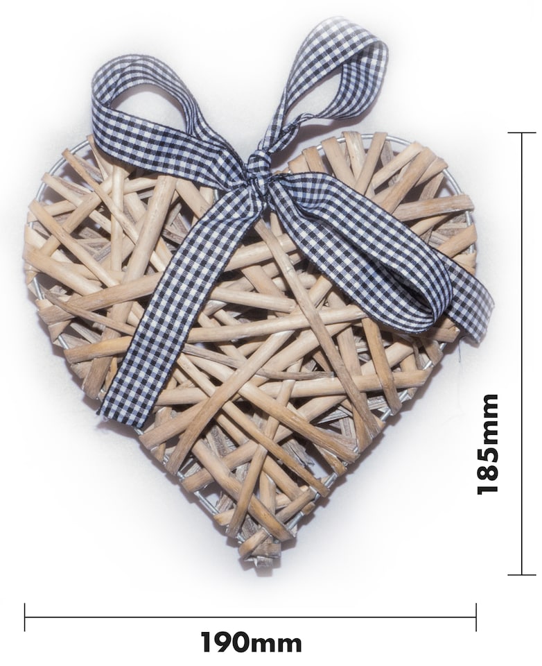 image 1 of St Helens Light Grey Wicker Christmas Heart Woven Willow