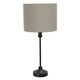 image 3 of ValueLights Maggie Black Candlestick Table Lamp with Grey and Metallic Chrome Lamp Shade