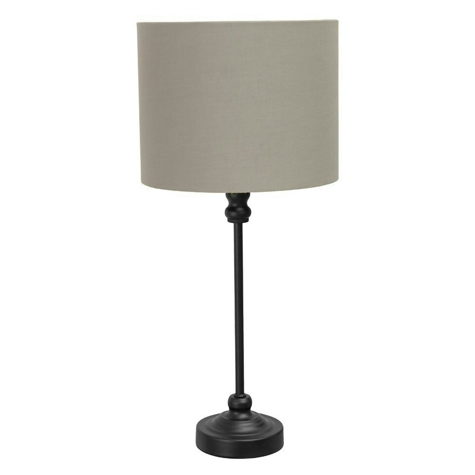 image 1 of ValueLights Maggie Black Candlestick Table Lamp with Grey and Metallic Chrome Lamp Shade