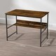 image 3 of HOMCOM 2-Tier Writing Desk Metal Frame with Storage Shelf Rustic Brown Brown