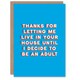 image 1 of Thanks Letting Live Your House Fun Funny Fathers Day Dad Card