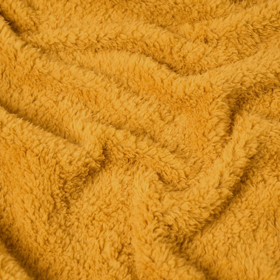 image 1 of OHS Soft Plush Teddy Fleece Throw Blanket, 150x200cm - Ochre Yellow