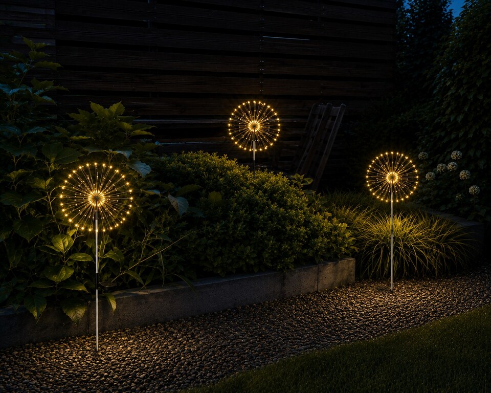 image 1 of Solar LED Garden Stake Light 120 LEDs Warm White 3000K Adjustable Waterproof IP44 Outdoor Lamp