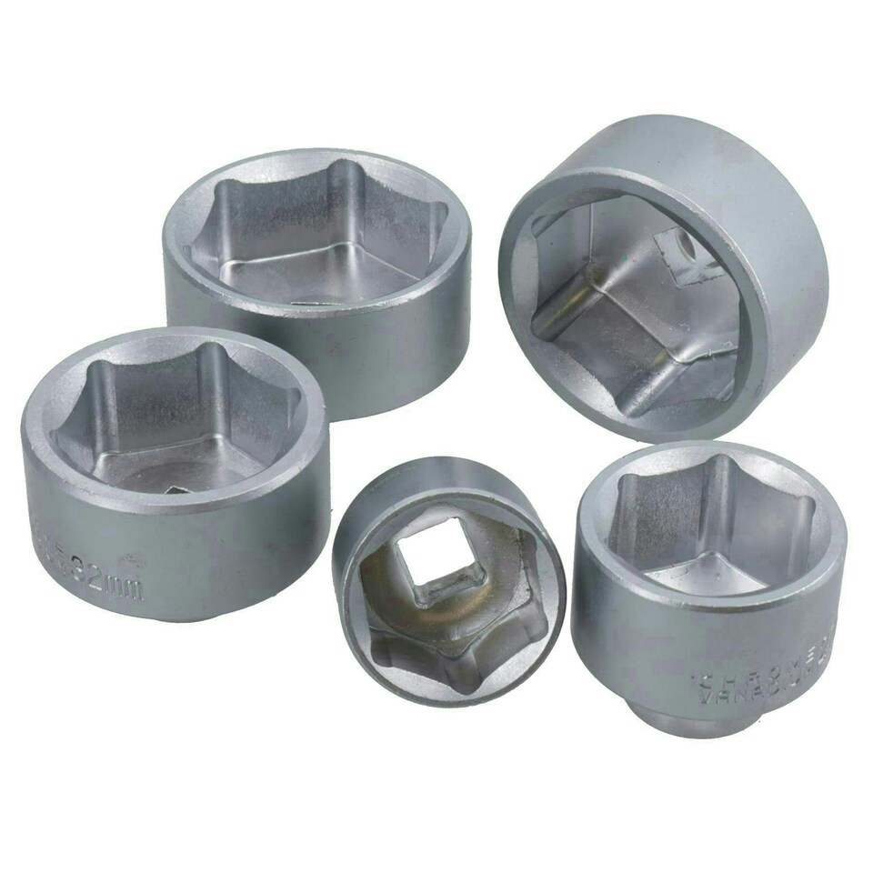 image 1 of 3/8" Drive Oil Filter Socket Remover Removal Tools Metric Sizes 24 - 38mm 5pc
